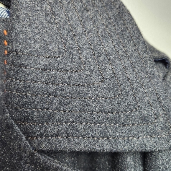 American Eagle Recycled Wool Blend Pea Coat Deadstock Grey Sz L NWT plaid lined - Picture 8 of 13